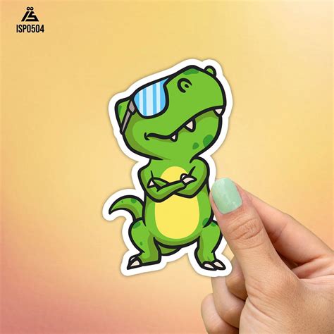 Cute T-rex Dinosaur With Glasses Sticker, Best Friend Gift, Cute ...