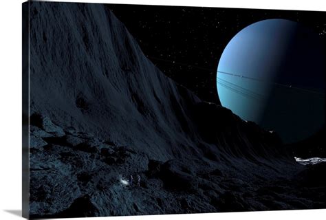 A gigantic scarp on the surface of Uranus moon, Miranda Wall Art ...