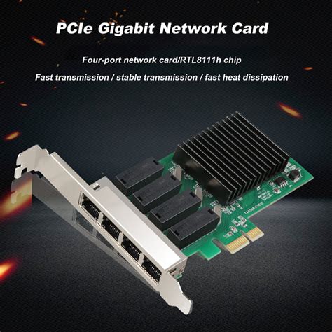 Pcie Gigabit Network Card Rtl8111H Chip High-Speed Network Card Pcie 4 Port Ethernet Network ...