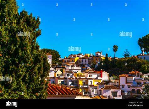 typical town architecture in Andalusia, characteristic building facades ...