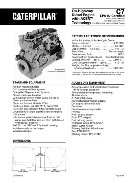 Caterpillar C7 Engine Specs | Horsepower | Engines