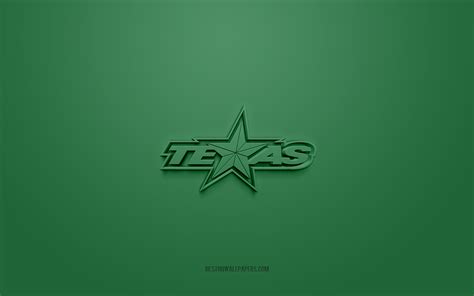 Download wallpapers Texas Stars, creative 3D logo, green background, ECHL, 3d emblem, American ...