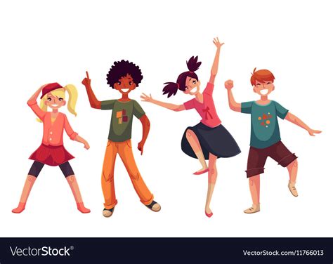 Little kids dancing expressively cartoon style Vector Image