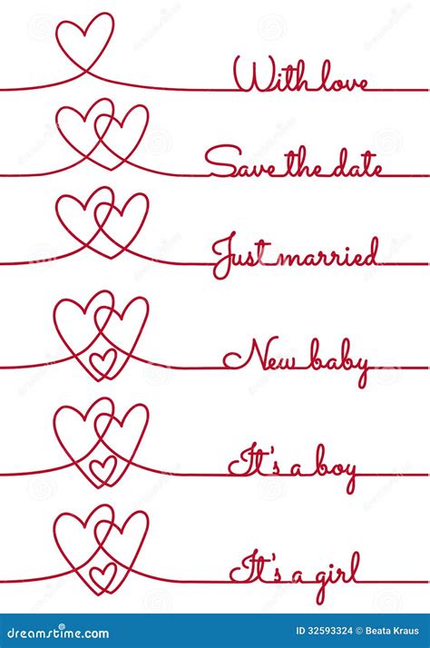 Heart Line Drawing With Text For Cards, Vector Stock Images - Image: 32593324