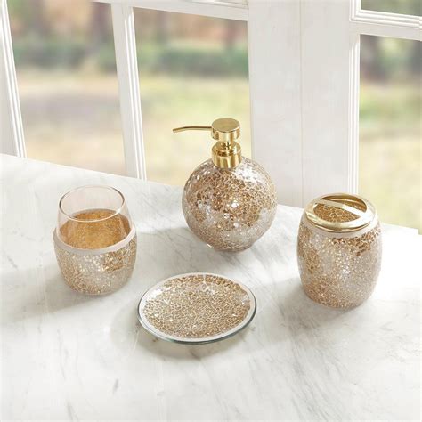 Mosaic 4 Piece Bath Accessory SetGold in 2021 | Bath accessories set ...