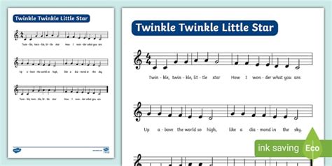 FREE! - Twinkle Twinkle Little Star Piano Sheet Music