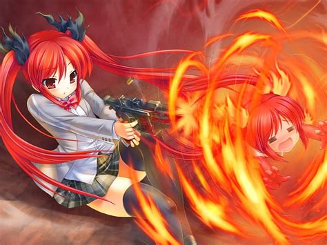 1920x1080px, 1080P free download | Cthugha/Kuko, ponytail, fire, girl, anime, skirt, kuko ...