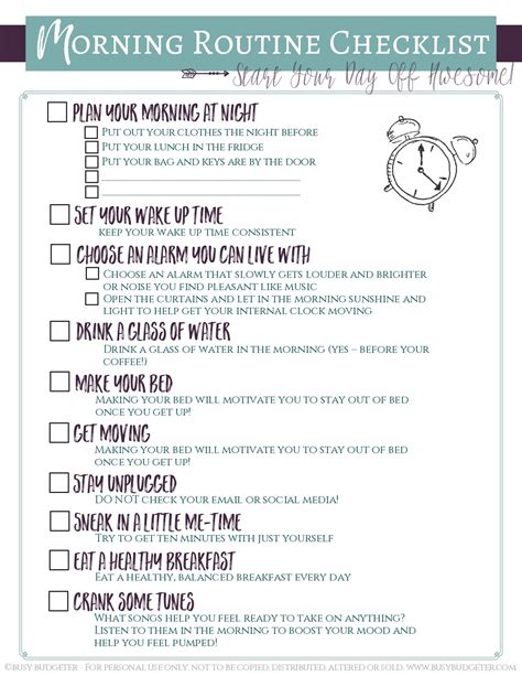 Start the Day Awesome: Morning Routine Checklist (For Adults!) | Busy ...