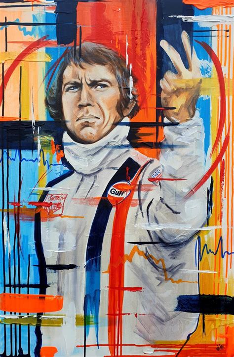 STEVE MCQUEEN LE MANS acrylic portrait painting - Lea Williams The Rock ...