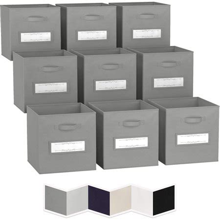 13x13 Large Storage Cubes (Set of 9). Fabric Storage Bins with Label ...