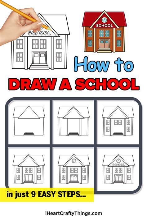 School Drawing - How To Draw A School Step By Step