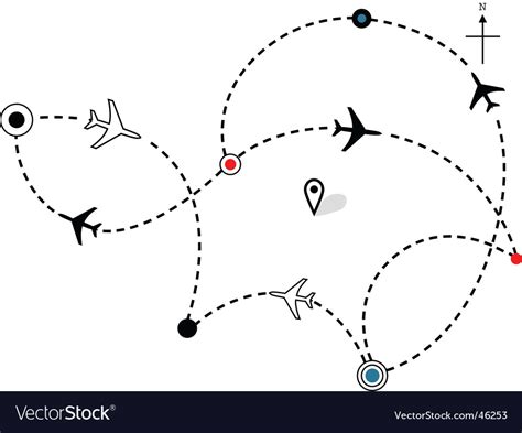 Airline plane flight path Royalty Free Vector Image