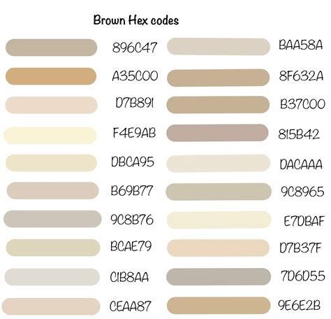 Brown Hex codes for GoodNotes | Hex farbpalette, Farbmischtabelle ...