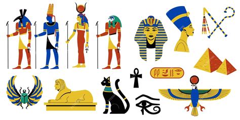 Premium Vector | Egyptian mythology collection ancient egyptian religion and archeology ...