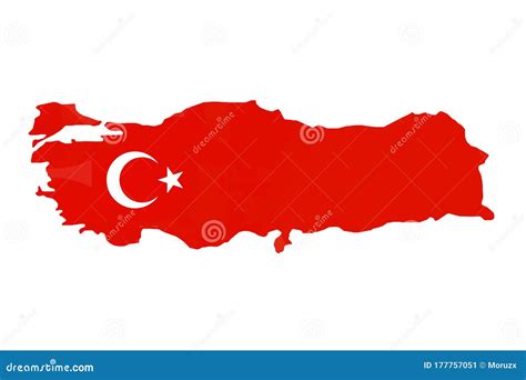 Turkey Country Shape in Flag Colors. Turkish Map Stock Vector - Illustration of contour ...