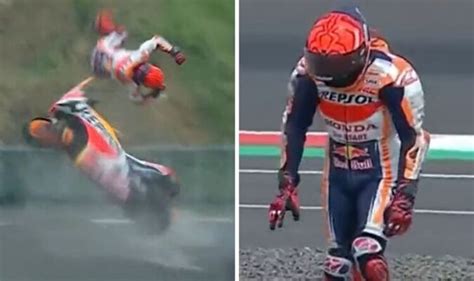 Marc Marquez stumbles away from horrific 115mph crash before being ...