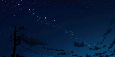 Wallpaper : night, anime, sky, artwork, moonlight, atmosphere, astronomy, Aurora, power lines ...