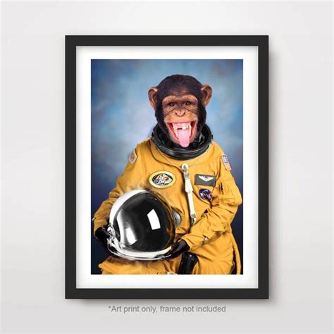 SPACE MONKEY Quirky Portrait Art PRINT Poster Astronaut Nasa | Etsy