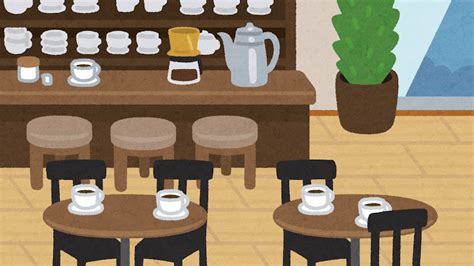 喫茶店の店内のイラスト（背景素材） | かわいいフリー素材集 いらすとや