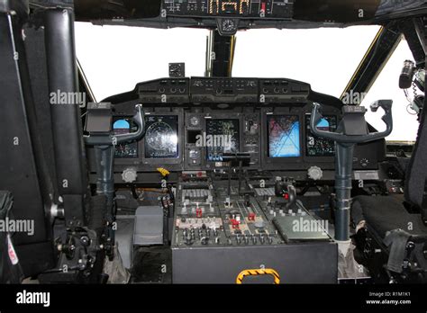 Cockpit of Alenia C-27J Spartan military transport aircraft operated by ...