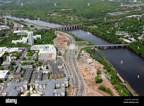 Aerial view of Raritan River and City of New Brunswick, New Jersey, U.S.A Stock Photo - Alamy