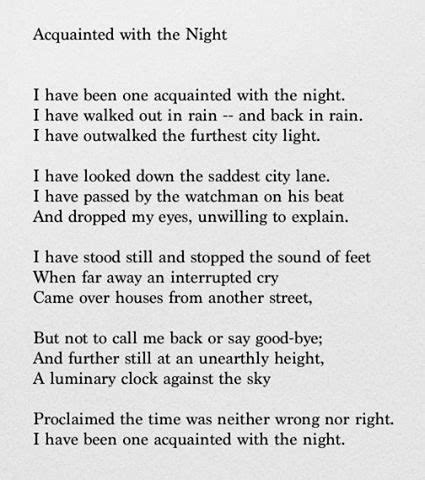 Acquainted With The Night - Acquainted With The Night Poem by Robert Frost | Robert frost poems ...