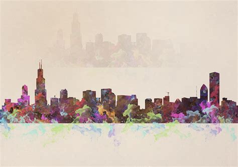 Chicago Skyline Watercolor Painting Painting by Georgeta Blanaru - Fine ...