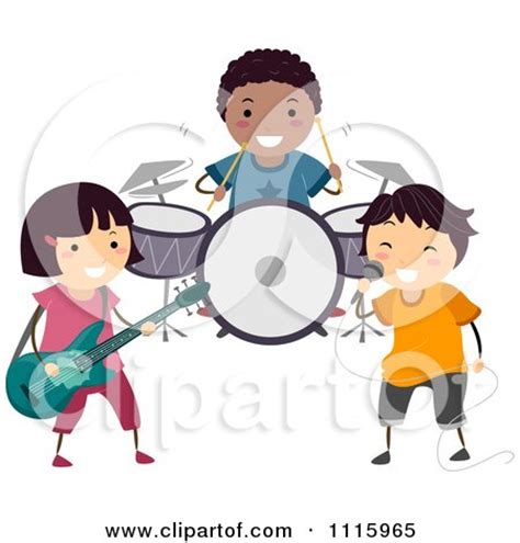 Clipart Happy Diverse Kids In A Band - Royalty Free Vector Illustration by BNP Design Studio ...