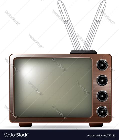 Retro tv with antenna Royalty Free Vector Image