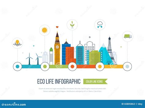 Green Eco City Infographic. Ecology Concept, Stock Vector - Illustration of city, nature: 65805863