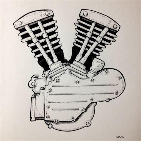 Motorcycle Engine Sketch : drawing