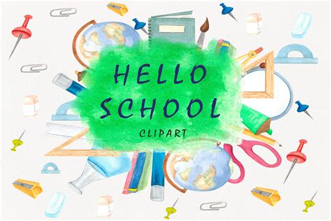 Back to School Watercolor clipart. By Inna Lytvynchuk | TheHungryJPEG