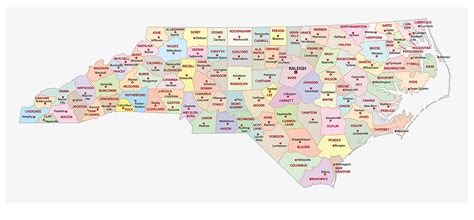 North Carolina Map With Counties Outline