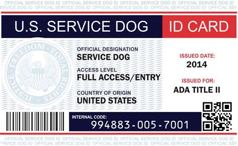 Printable Service Dog Id Card