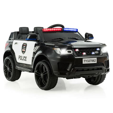 12V Kids Ride On Police Car, Electric Police Vehicle w/ 2.4G Remote Control, Ride On SUV w ...