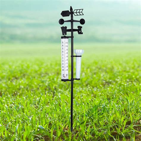 FAGINEY 3 in 1 Weather Station Measurer Outdoor Garden Thermometer Rain ...