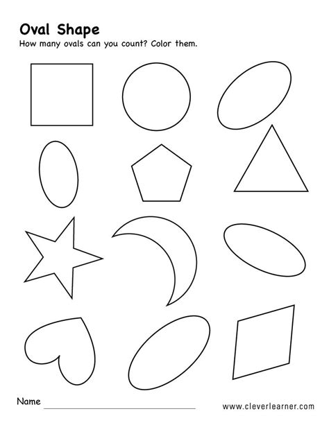 Count the oval shapes | Shapes worksheet kindergarten, Shapes worksheets, Kindergarten worksheets