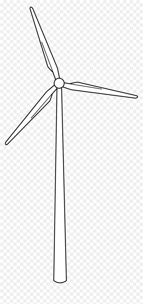 Wind Line Art Free - Simple Wind Turbine Drawing, HD Png Download - vhv