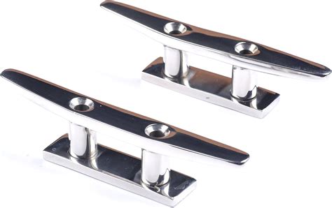 Boat Cleat 316 Stainless Steel Mooring Accessories,Flat Top Open Base Dock Cleat 5 Inch,Pack of ...