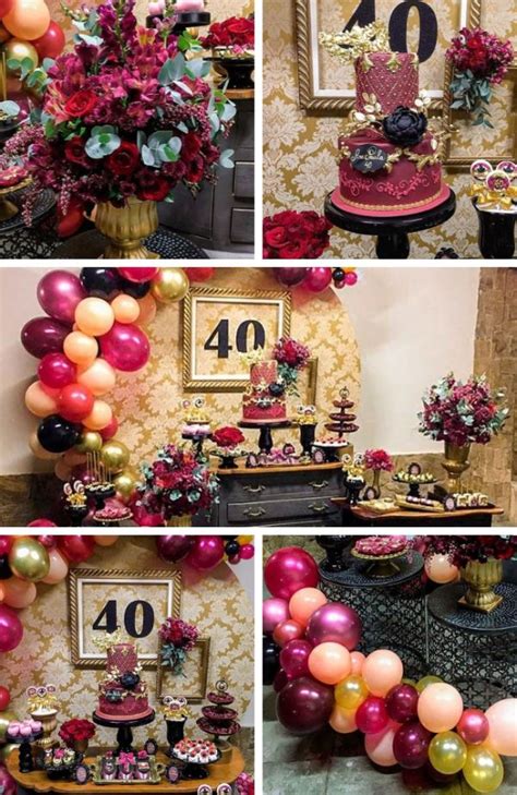 Modern and Classic Marsala 40th Birthday | 40th birthday, Birthday parties, 40th birthday balloons