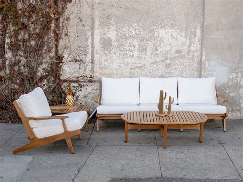 Modern Teak Outdoor Furniture Patio Set Couch 89”W x 38”D x 32”H x 18 ...