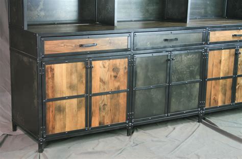 Rustic Reclaimed Wood Credenza with Hutch – Combine 9 | Industrial ...