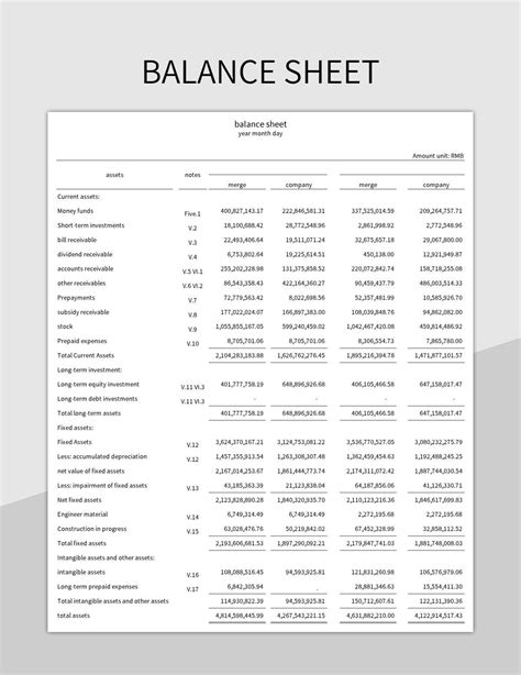 Balance Sheet Excel Template And Google Sheets File For Free Download - Slidesdocs