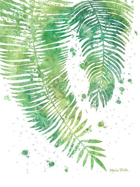 Tropical palm tree leaves wall art palm tree print green | Etsy