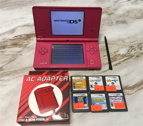 Nintendo DSi Red Scheme Bundle Console Lot 6 Games + Charger + Stylus ...