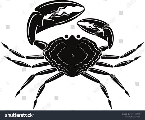 Vector Crab Silhouette Illustration Black White Stock Vector (Royalty ...