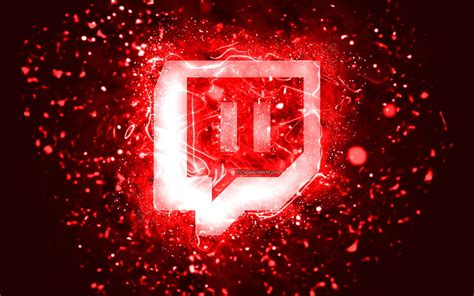 Twitch red logo, , red neon lights, creative, red abstract background, Twitch logo, social ...