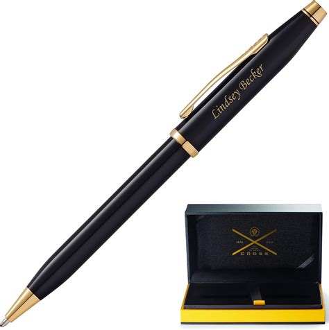 Dayspring Pens Personalized Cross Pen | Engraved Cross Century II Black Lacquer Ballpoint Pen ...