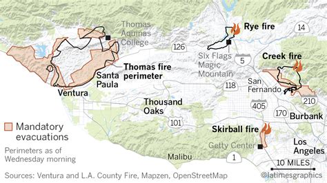 Here's a map showing all the major fires in Southern California - The ...