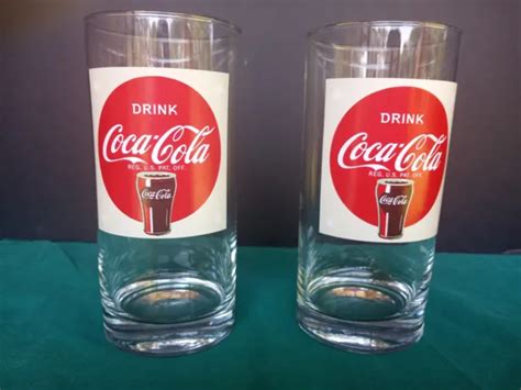 VINTAGE COCA COLA Logo Drinking Glasses Clear with Red Graphics 16 oz. Qty: 2 $15.99 - PicClick